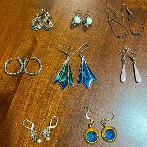Eight pairs of vintage earrings